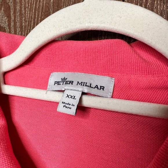Peter Millar Mens XXL Pink Solid Cotton Elastane Short Sleeve Polo Shirt Peru - Picture 6 of 11